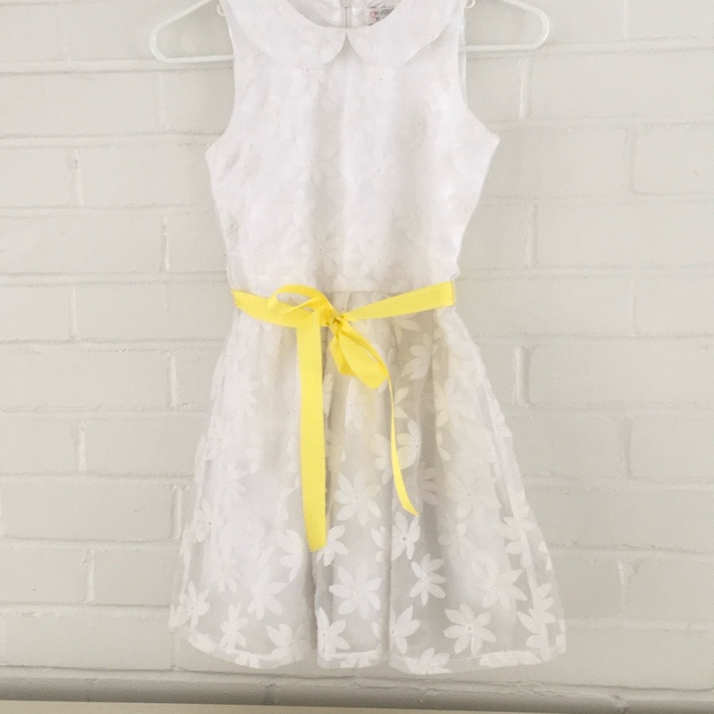 White/Daisy Theme Garden Party Special Occasion Girls Summer Dress Size 10